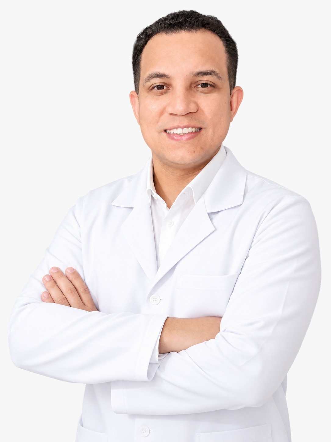 João Roberto da Rosa, professor do curso, de jaleco branco